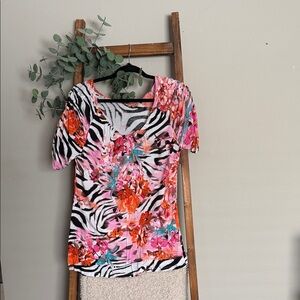 Floral Zebra Print Women's Top